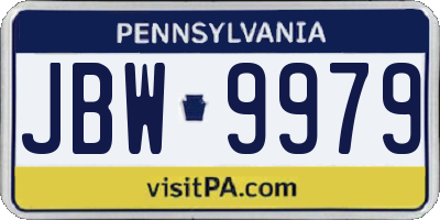 PA license plate JBW9979