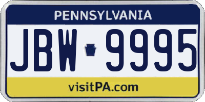 PA license plate JBW9995