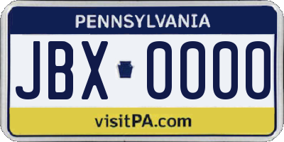 PA license plate JBX0000