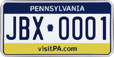 PA license plate JBX0001