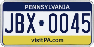 PA license plate JBX0045