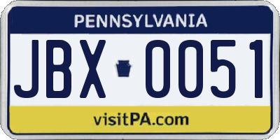 PA license plate JBX0051