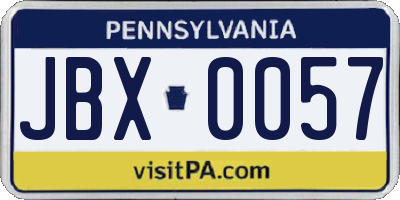 PA license plate JBX0057