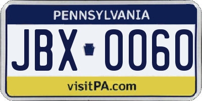 PA license plate JBX0060