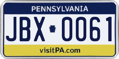 PA license plate JBX0061