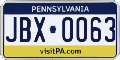 PA license plate JBX0063