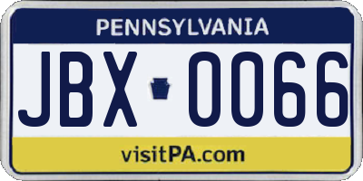 PA license plate JBX0066