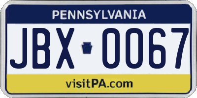 PA license plate JBX0067