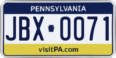 PA license plate JBX0071