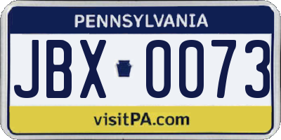 PA license plate JBX0073