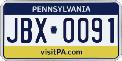 PA license plate JBX0091