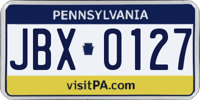 PA license plate JBX0127