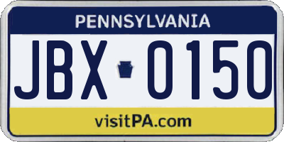 PA license plate JBX0150