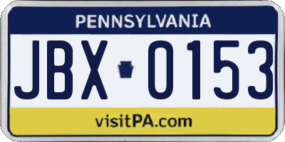 PA license plate JBX0153