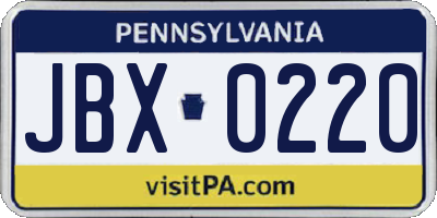 PA license plate JBX0220
