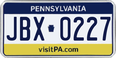 PA license plate JBX0227