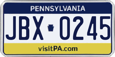 PA license plate JBX0245