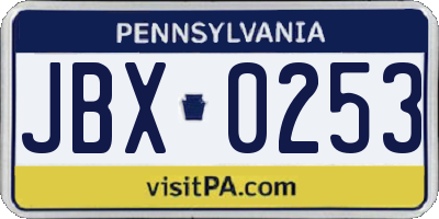 PA license plate JBX0253