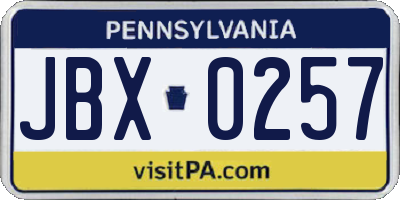PA license plate JBX0257