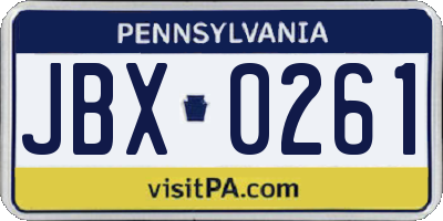 PA license plate JBX0261