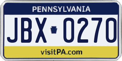 PA license plate JBX0270