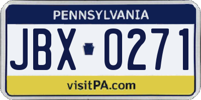 PA license plate JBX0271