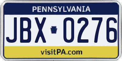PA license plate JBX0276