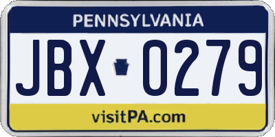 PA license plate JBX0279
