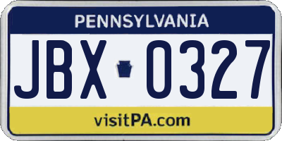 PA license plate JBX0327