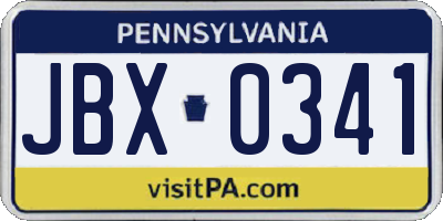 PA license plate JBX0341