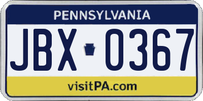 PA license plate JBX0367