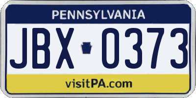 PA license plate JBX0373