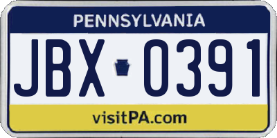 PA license plate JBX0391