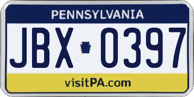 PA license plate JBX0397