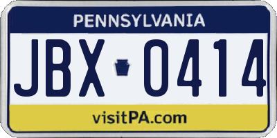 PA license plate JBX0414