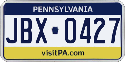 PA license plate JBX0427