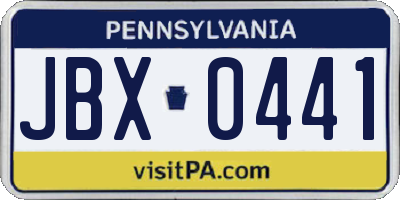PA license plate JBX0441