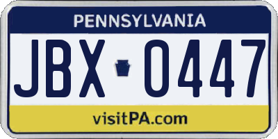 PA license plate JBX0447