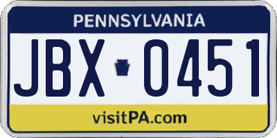 PA license plate JBX0451