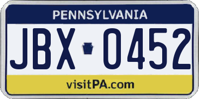 PA license plate JBX0452