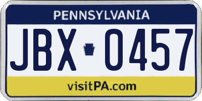 PA license plate JBX0457