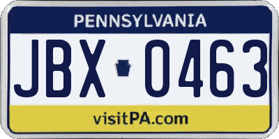 PA license plate JBX0463