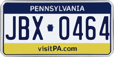 PA license plate JBX0464