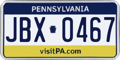 PA license plate JBX0467