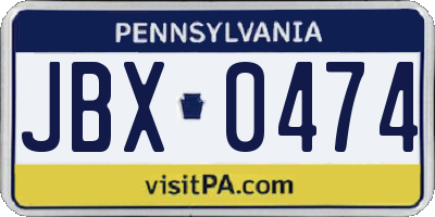 PA license plate JBX0474