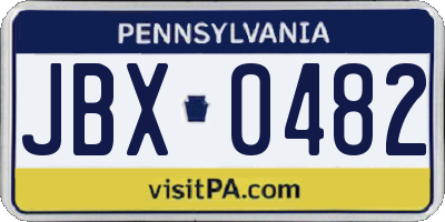 PA license plate JBX0482