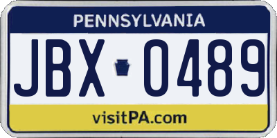 PA license plate JBX0489
