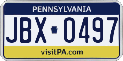 PA license plate JBX0497