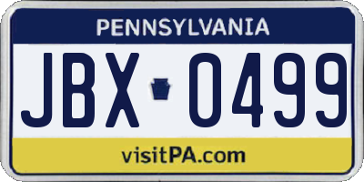 PA license plate JBX0499