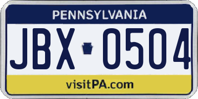 PA license plate JBX0504